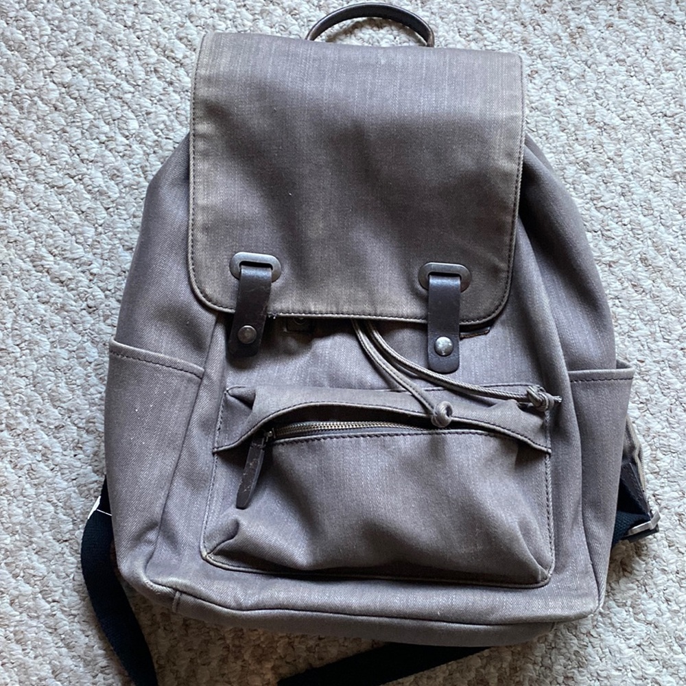 Everlane Grey Twill Canvas Snap Backpack